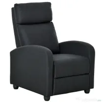 Homcom Fotoliu Relax – Negru, In, Rabatabil cu Taburet Inclus