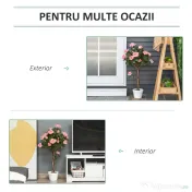 Outsunny Plantă Artificială de Trandafir cu 21 de Flori, cu Ghiveci din Ciment și Mușchi, Ø18x90 cm, Roz 