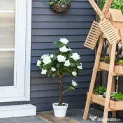 Outsunny Arbore Artificial Camelia cu 21 Flori, Ghiveci Înalt, 90 cm, Plantă Decorativă Interior & Exterior 