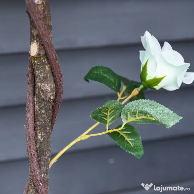 Outsunny Arbore Artificial Camelia cu 21 Flori, Ghiveci Înalt, 90 cm, Plantă Decorativă Interior & Exterior