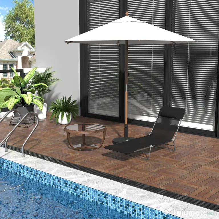 Outsunny Sezlong pentru Bronzat Pliabil si Reclinabil, negru | Aosom Romania