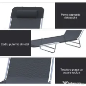 Outsunny Sezlong pentru Bronzat Pliabil si Reclinabil, negru | Aosom Romania 