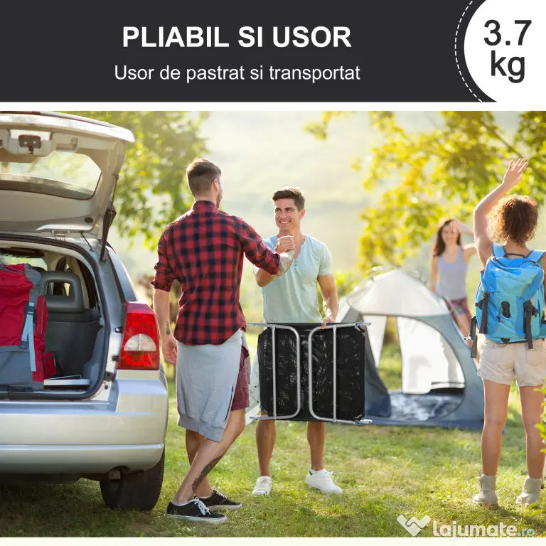 Outsunny Sezlong pentru Bronzat Pliabil si Reclinabil, negru | Aosom Romania