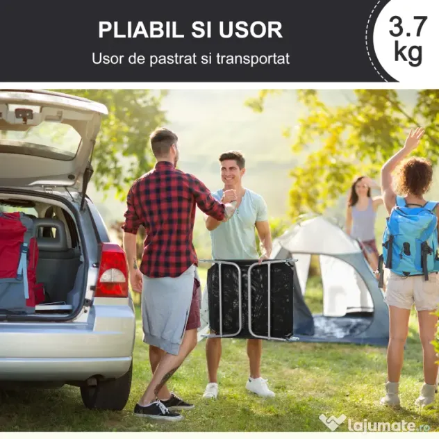 Outsunny Sezlong pentru Bronzat Pliabil si Reclinabil, negru | Aosom Romania