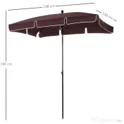 Umbrela Parasolarar dreptunghiulara Outsunny 200×125×235cm Maro | Aosom Romania 