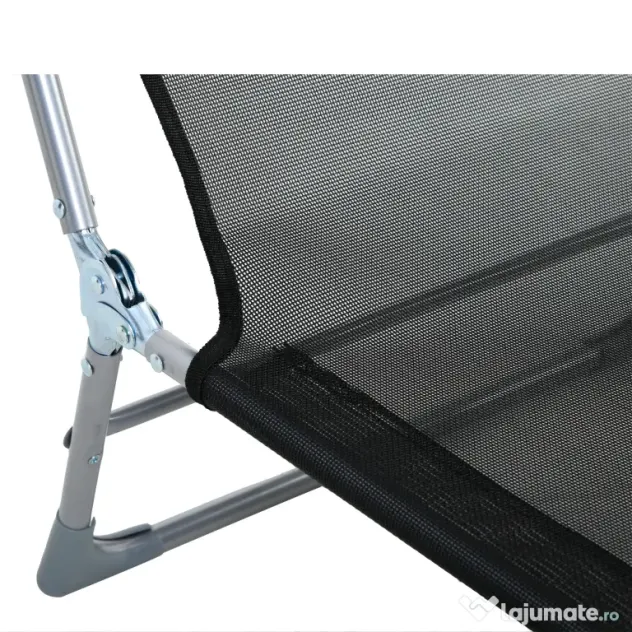 Outsunny Șezlong Pliabil cu Spătar Reglabil pe 5 Nivele și Pernă, Șezlong de Grădină cu Material Respirabil Textilen, pentru Plajă, Piscină, Grădină, 182x56x28 cm, Negru | Aosom Romania