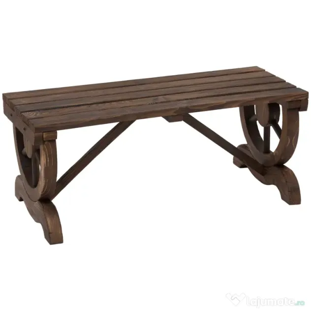 Outsunny Banca de Gradina cu 2 locuri din lemn de molid, Maro 105x50x53cm | Aosom Romania