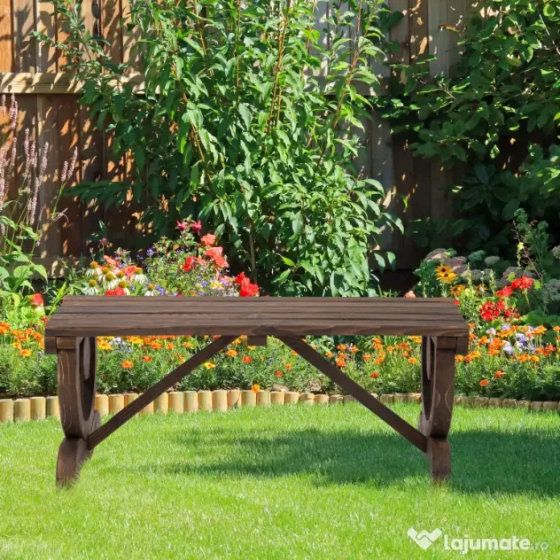 Outsunny Banca de Gradina cu 2 locuri din lemn de molid, Maro 105x50x53cm | Aosom Romania