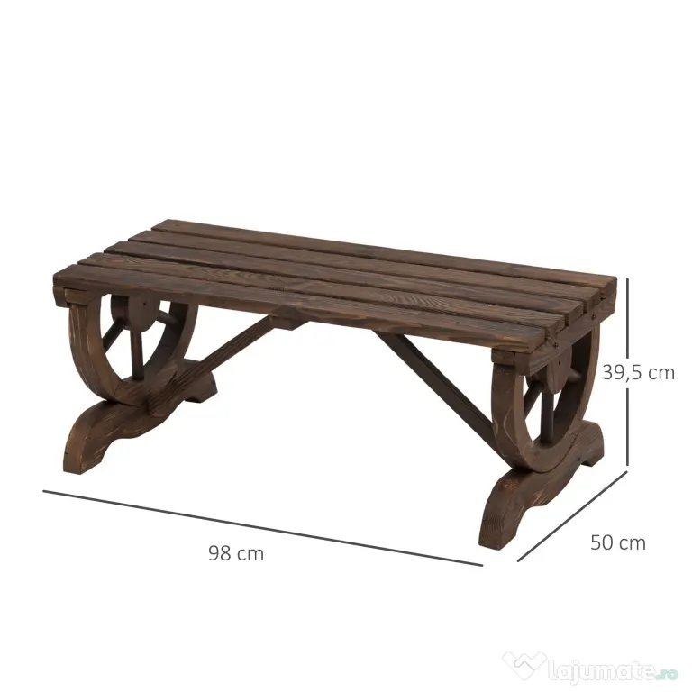 Outsunny Banca de Gradina cu 2 locuri din lemn de molid, Maro 105x50x53cm | Aosom Romania