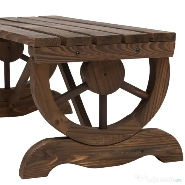 Outsunny Banca de Gradina cu 2 locuri din lemn de molid, Maro 105x50x53cm | Aosom Romania