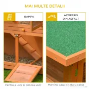 PawHut Cușcă de Iepuri din Lemn cu Rampă si 2 Nivele, 122x48x100 cm, Galben | Aosom Romania 