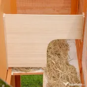 PawHut Cușcă de Iepuri din Lemn cu Rampă si 2 Nivele, 122x48x100 cm, Galben | Aosom Romania 