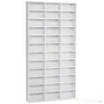 HOMCOM Bibliotecă CD de perete cu 36 de rafturi reglabile, 195 x 102 x 23.5cm, alb | Aosom Romania