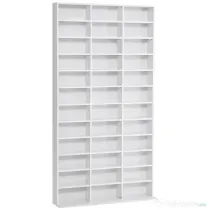 HOMCOM Bibliotecă CD de perete cu 36 de rafturi reglabile, 195 x 102 x 23.5cm, alb | Aosom Romania