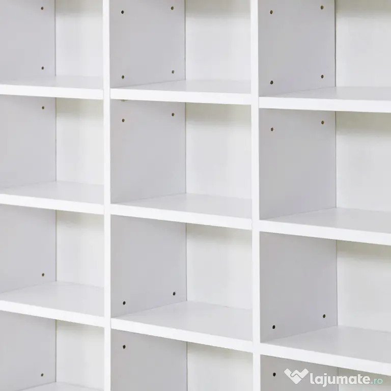 HOMCOM Bibliotecă CD de perete cu 36 de rafturi reglabile, 195 x 102 x 23.5cm, alb | Aosom Romania