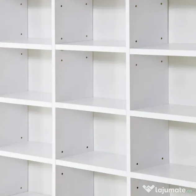 HOMCOM Bibliotecă CD de perete cu 36 de rafturi reglabile, 195 x 102 x 23.5cm, alb | Aosom Romania