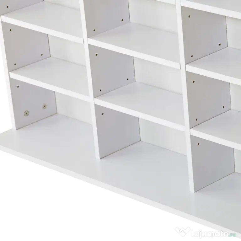 HOMCOM Bibliotecă CD de perete cu 36 de rafturi reglabile, 195 x 102 x 23.5cm, alb | Aosom Romania