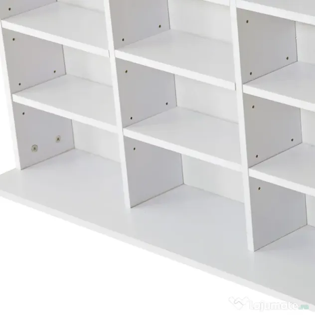 HOMCOM Bibliotecă CD de perete cu 36 de rafturi reglabile, 195 x 102 x 23.5cm, alb | Aosom Romania