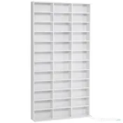 HOMCOM Bibliotecă pentru CD-uri din lemn cu 3 coloane și 12 rafturi reglabile, 102x23,5x195 cm, alb 