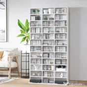 HOMCOM Bibliotecă pentru CD-uri din lemn cu 3 coloane și 12 rafturi reglabile, 102x23,5x195 cm, alb 