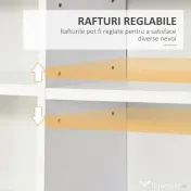 HOMCOM Bibliotecă pentru CD-uri din lemn cu 3 coloane și 12 rafturi reglabile, 102x23,5x195 cm, alb 