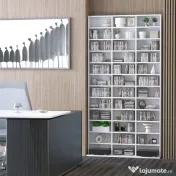 HOMCOM Bibliotecă pentru CD-uri din lemn cu 3 coloane și 12 rafturi reglabile, 102x23,5x195 cm, alb 