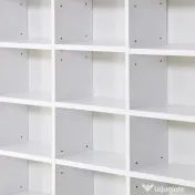 HOMCOM Bibliotecă pentru CD-uri din lemn cu 3 coloane și 12 rafturi reglabile, 102x23,5x195 cm, alb 