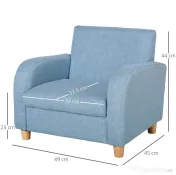 HOMCOM Scaun pentru Camera Copiilor în Material Textil Max. 65 kg 49x45x44cm Albastru | Aosom Romania 