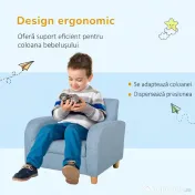 HOMCOM Scaun pentru Camera Copiilor în Material Textil Max. 65 kg 49x45x44cm Albastru | Aosom Romania 