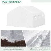 Outsunny Tunel Grădină De Legume Cu Seră Cu 6 Ferestre Și Ușă Rulantă, 4.5x3m, Alb | Aosom Romania 