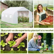 Outsunny Tunel Grădină De Legume Cu Seră Cu 6 Ferestre Și Ușă Rulantă, 4.5x3m, Alb | Aosom Romania 