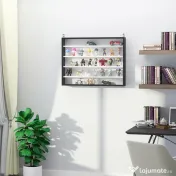 Homcom Panou pentru Colectionari – 5 Etajere, Polite Reglabile Negru 