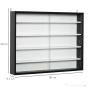 Homcom Panou pentru Colectionari – 5 Etajere, Polite Reglabile Negru 