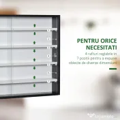 Homcom Panou pentru Colectionari – 5 Etajere, Polite Reglabile Negru 