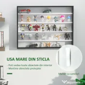 Homcom Panou pentru Colectionari – 5 Etajere, Polite Reglabile Negru 