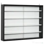 HOMCOM Vitrina Moderna pentru Colectionare 5 Etajere, Panou Suport de obiecte cu Etajere Reglabile, 80x9.5x60cm, Negru si Alb | Aosom Romania