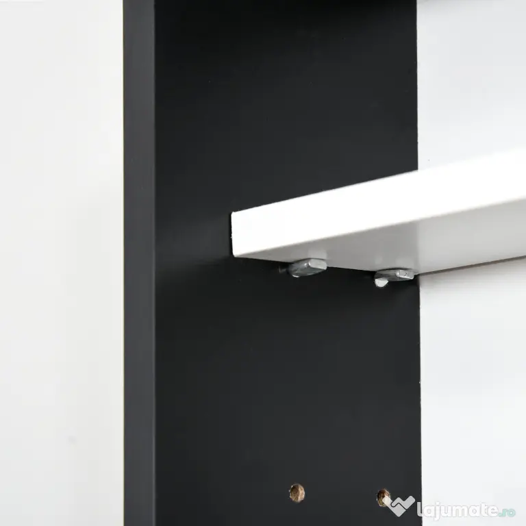 HOMCOM Vitrina Moderna pentru Colectionare 5 Etajere, Panou Suport de obiecte cu Etajere Reglabile, 80x9.5x60cm, Negru si Alb | Aosom Romania
