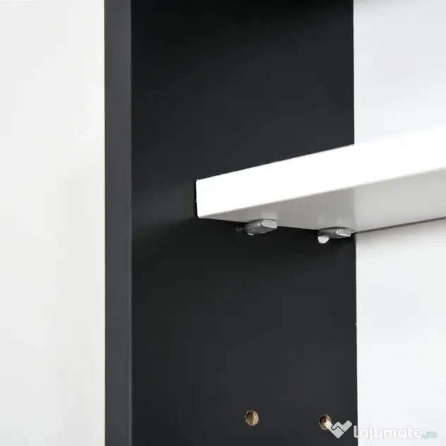 HOMCOM Vitrina Moderna pentru Colectionare 5 Etajere, Panou Suport de obiecte cu Etajere Reglabile, 80x9.5x60cm, Negru si Alb | Aosom Romania