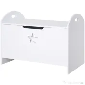 HOMCOM Cufăr Depozitare Jucării din Lemn, Cutie Organizare pentru Cameră Copii, Alb, 62×40×46.5 cm 