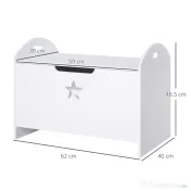 HOMCOM Cufăr Depozitare Jucării din Lemn, Cutie Organizare pentru Cameră Copii, Alb, 62×40×46.5 cm 
