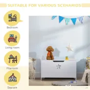 HOMCOM Cufăr Depozitare Jucării din Lemn, Cutie Organizare pentru Cameră Copii, Alb, 62×40×46.5 cm 