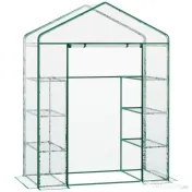 Outsunny Sera de Gradina din Otel si PVC Transparent cu Usa Rulou, 143x73x195cm 
