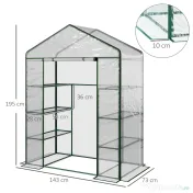 Outsunny Sera de Gradina din Otel si PVC Transparent cu Usa Rulou, 143x73x195cm 
