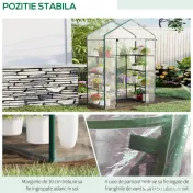 Outsunny Sera de Gradina din Otel si PVC Transparent cu Usa Rulou, 143x73x195cm 