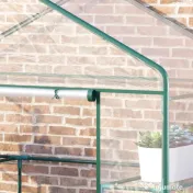 Outsunny Sera de Gradina din Otel si PVC Transparent cu Usa Rulou, 143x73x195cm 