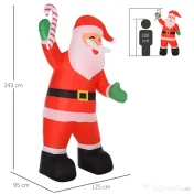 HOMCOM Mos Craciun gonflabil cu lumini LED, 125x95x243 cm