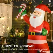 HOMCOM Mos Craciun gonflabil cu lumini LED, 125x95x243 cm