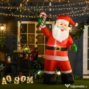 Mos Craciun gonflabil cu lumini LED, decoratiune de craciun, decoratiune gonflabila de Craciun 125x95x243 cm HOMCOM | Aosom Romania