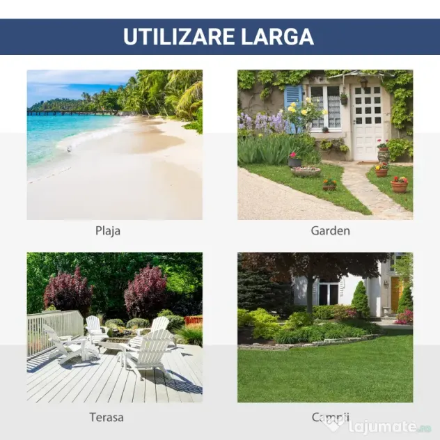 Outsunny Cort de Plajă Pop Up cu Ventilație Optimă, 2 Ferestre Perforate, Ușă cu Închidere, 220x173x120cm, Albastru și Galben | Aosom Romania