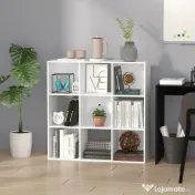 HOMCOM Bibliotecă Modulară cu 9 Compartimente Cub, Etajeră Depozitare Cărți și Jucării, Alb Mat, 91.5x29.5x91.5 cm 